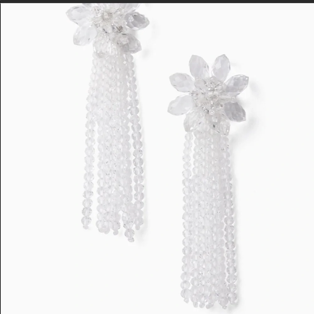 🆕 Kate Spade ♠️ Flower Clear Earrings Chandelier